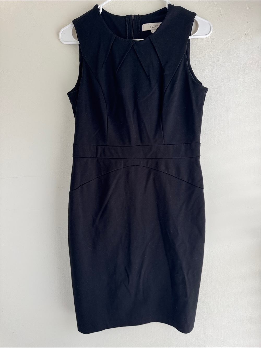 LOFT Black Sleeveless Sheath Dress with Subtle Paneling